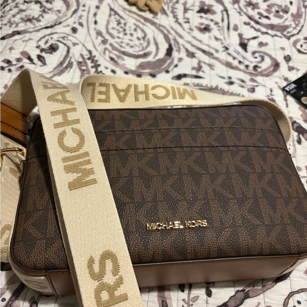 Michael Kors Brown and Tan Crossbody Bag